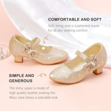 Dufannie Gold Flower Girl Shoes for Toddlers Comfort Style