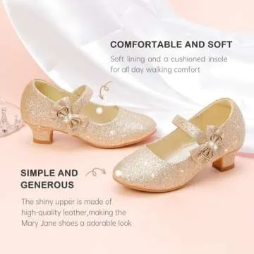 Dufannie Gold Flower Girl Shoes for Toddlers Comfort Style