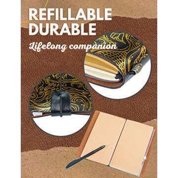 InnoBeta Pisces Zodiac Leather Journal - Refillable Travel Diary