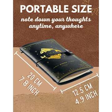 InnoBeta Pisces Zodiac Leather Journal - Refillable Travel Diary