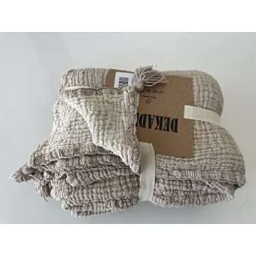 DEKADRON 100% Cotton Muslin Throw Blanket, 4 Layers Bedspread, Soft Turkish Cotton Muslin Bed Cover, Reversible Coverlet, Mink (Throw 47x71-120x180cm)