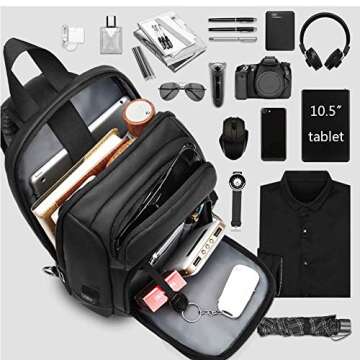 TUCUXY Sling Backpack for Men Cross Body Shoulder Bag with USB Waterproof Lightweight