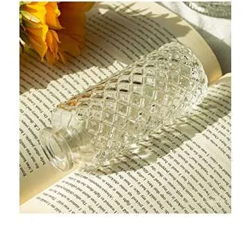 Set of 2 Small Glass Vase for Centerpieces,Embossed Glass Bud Vase Hydroponic Vase,Mini Table Vase Clear Flower Vase Decorative for Wedding Farmhouse Party Home Decor(Clear 2)