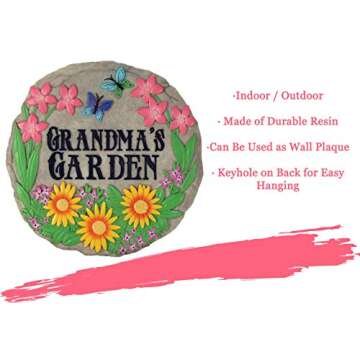Spoontiques - Garden Décor - Grandma’s Garden Stepping Stone - Decorative Stone for Garden