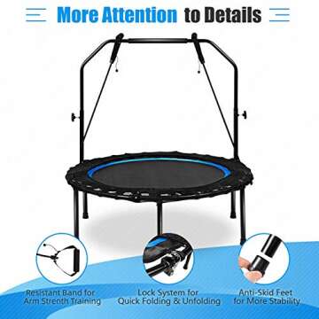 GYMAX 40" Mini Trampoline - Adjustable Fitness Rebounder