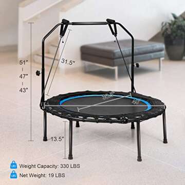 GYMAX 40" Mini Trampoline - Adjustable Fitness Rebounder