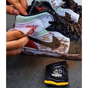 Crep Protect Biodegradable Sneaker Cleaning Wipes - Individually Wrapped Shoe Cleaning Wipes (Pack o...