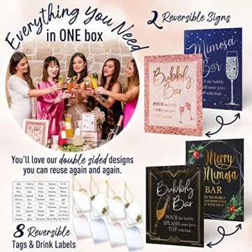 PRESTIGE Mimosa Bar Kit - Glass Carafe with Lids 27oz & Brunch Decor, Mimosa Pitcher w/Plastic Carafe Lid, Bubbly Juice Carafes for Mimosa Bar Supplies, Baby Bridal Shower (Mimosa Set (3 Carafes))