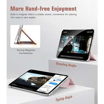 TiMOVO Case for iPad 10th Generation Case 2022, Slim Stand Cover for iPad 10th Gen 10.9 inch,Support Touch ID, Auto Wake/Sleep Smart Shell with Translucent Back, fit iPad 10 Case, Light Pink