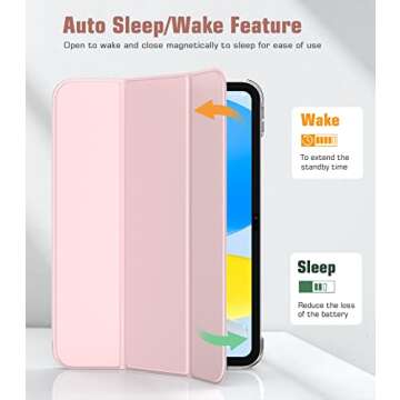TiMOVO Case for iPad 10th Generation Case 2022, Slim Stand Cover for iPad 10th Gen 10.9 inch,Support Touch ID, Auto Wake/Sleep Smart Shell with Translucent Back, fit iPad 10 Case, Light Pink