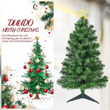 DUUDO 3FT Premium Hinged Artificial Holiday Small Mini Christmas Tree for Tabletop,Home, Office, Ind...