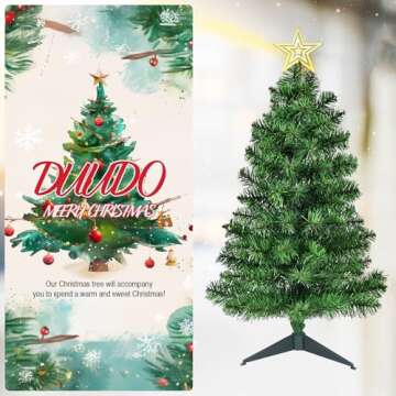DUUDO 3FT Premium Hinged Artificial Holiday Small Mini Christmas Tree for Tabletop,Home, Office, Indoor and Outdoor Holiday Decoration,Easy Assembly Metal Hinges & Foldable Base