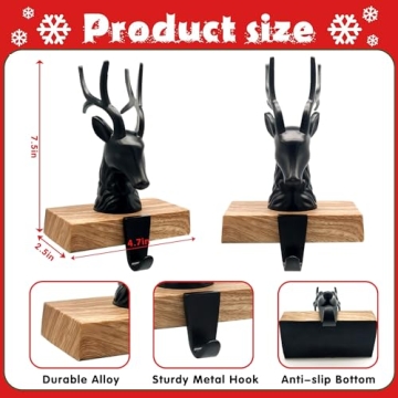 Sturdy 3D Reindeer Christmas Stocking Holders Set of 4