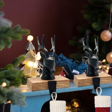 Sturdy 3D Reindeer Christmas Stocking Holders Set of 4