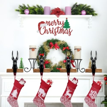 Sturdy 3D Reindeer Christmas Stocking Holders Set of 4
