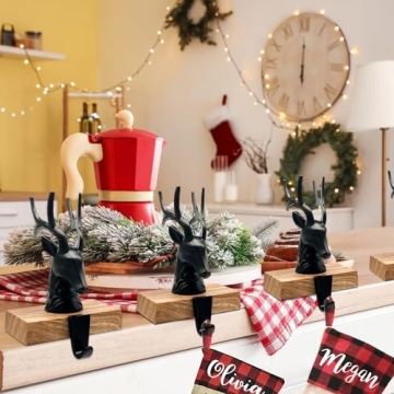 Sturdy 3D Reindeer Christmas Stocking Holders Set of 4