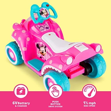 Kid Trax Toddler Disney Minnie Mouse Quad Ride-On, Kids 18-30 Months, 6V Battery and Charger Included, Max Weight 45 lbs, Hot Pink