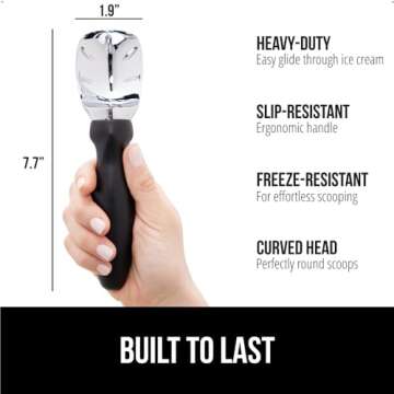 Gorilla Grip Heavy Duty Ice Cream Scoop with Comfortable Handle, Professional Grade Scooper for Perf...
