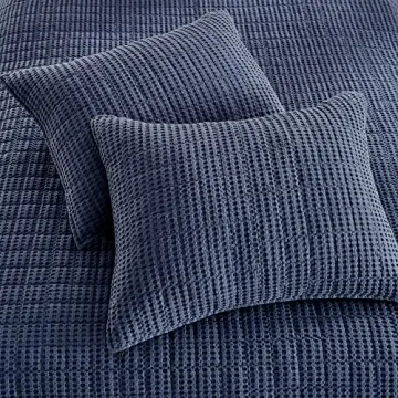 Levtex Home Mills Waffle Full/Queen Quilt Set in Navy
