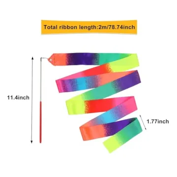 dervea 20 Pack Ribbon Dancing Wands Party Favors for Kids, Rainbow Birthday Decorations, Princess Party Supplies, Girls Party Games, Gymnastics Goody Bag Stuffers (Rainbow)