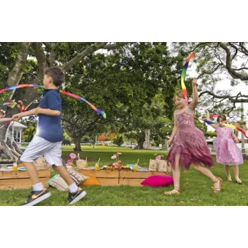 dervea 20 Pack Ribbon Dancing Wands Party Favors for Kids, Rainbow Birthday Decorations, Princess Party Supplies, Girls Party Games, Gymnastics Goody Bag Stuffers (Rainbow)