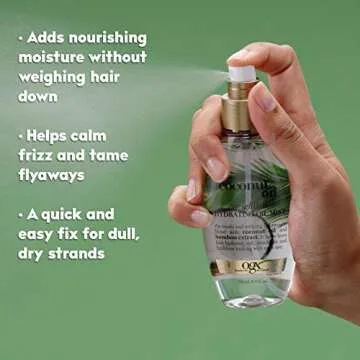 OGX Nourishing + Coconut Oil Weightless Hydrating Oil Hair Mist, Lightweight Leave-In Hair Treatment with Coconut Oil & Bamboo Extract, Paraben & Sulfate Surfactant-Free, 4 fl oz (Pack of 2)