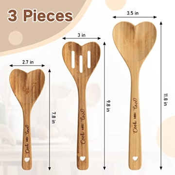 Valentine's Day Heart Shaped Bamboo Spoons Set for Gifts
