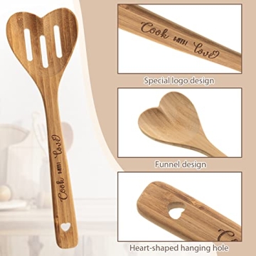 Valentine's Day Heart Shaped Bamboo Spoons Set for Gifts
