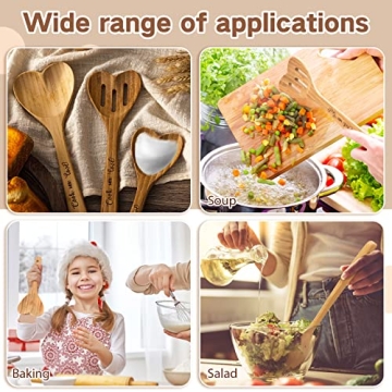 Valentine's Day Heart Shaped Bamboo Spoons Set for Gifts