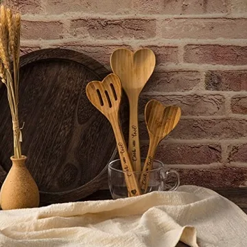 Valentine's Day Heart Shaped Bamboo Spoons Set for Gifts