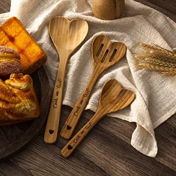 Valentine's Day Heart Shaped Bamboo Spoons Set for Gifts