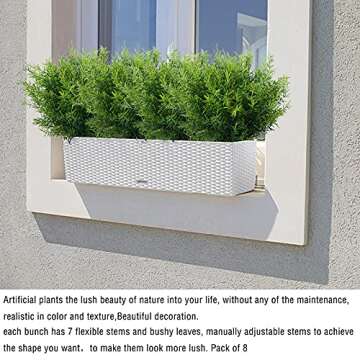 XLFAQXM Artificial Plants Flowers Grass Shrubs 8 Pack No Fade Faux Plastic Flowers Outdoor for Farmhouse Garden Porch Patio Indoor Wedding Decoration Greenery Fake Plants uv Resistant