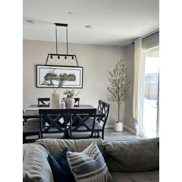 Aveyas 7ft Artificial Olive Tree for Home Decor, 7 Feet Large Faux Plant Fake Skinny Silk Trees with Black Olivo for Indoor Outdoor House Living Room Office (7 ft Tall)