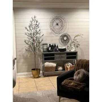 Aveyas 7ft Artificial Olive Tree for Home Decor, 7 Feet Large Faux Plant Fake Skinny Silk Trees with Black Olivo for Indoor Outdoor House Living Room Office (7 ft Tall)