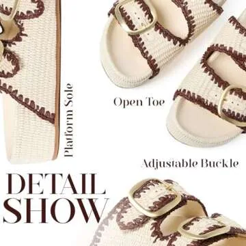 Atsroel White Platform Sandals - Comfortable Woven Espadrilles for Summer
