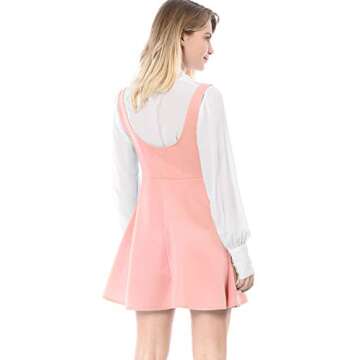 Allegra K Women's Halloween Button Decor Flared Hem Above Knee Dress Suspender Skirt Large Pink