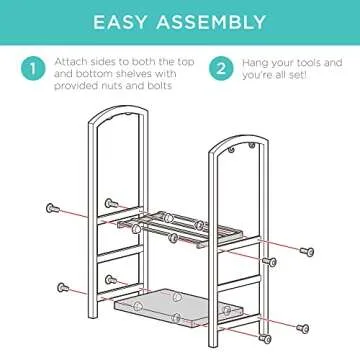 Best Choice Products 5-Piece Indoor Outdoor Wrought Iron Firewood Log Storage Rack Holder Firepit Tools Set for Fireplace, Fire Pit, Stove w/Hook, Broom, Shovel, Tongs - Copper