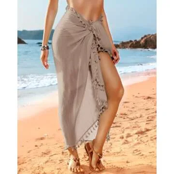 Eicolorte Cover Up Skirt Open Front Swimsuit Wrap Cover Ups Summer Beach Skirts With Slit For Women