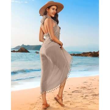 Eicolorte Cover Up Skirt Open Front Swimsuit Wrap Cover Ups Summer Beach Skirts With Slit For Women