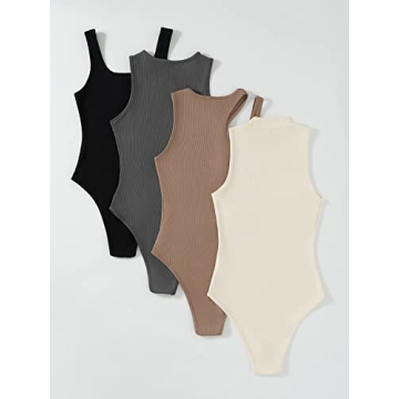 Milumia 4 Piece Women's Ribbed Bodysuit Set for Style and Comfort