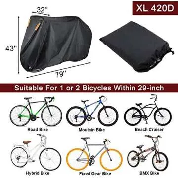 Szblnsm Bike Cover for 1, 2 or 3 Bikes - Outdoor Waterproof Bicycle Covers - 420D Heavy Duty Ripstop Material Offers Constant Protection for All Types of Bicycles All Through The 4 Seasons
