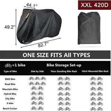 Szblnsm Bike Cover for 1, 2 or 3 Bikes - Outdoor Waterproof Bicycle Covers - 420D Heavy Duty Ripstop Material Offers Constant Protection for All Types of Bicycles All Through The 4 Seasons