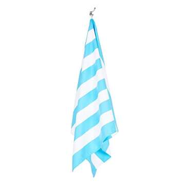 Dock & Bay Beach Towel - Quick Dry, Sand Free - Compact, Lightweight - 100% Recycled - Includes Bag - Cabana Light - Tulum Blue - Large (160x90cm, 63x35)
