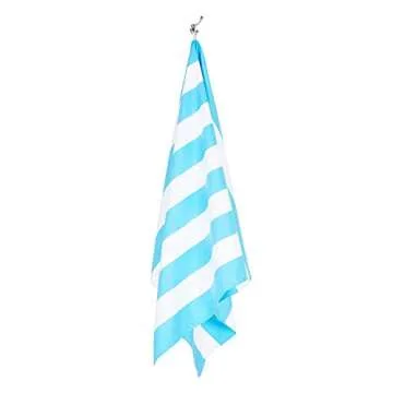 Dock & Bay Beach Towel - Quick Dry, Sand Free - Compact, Lightweight - 100% Recycled - Includes Bag - Cabana Light - Tulum Blue - Large (160x90cm, 63x35)