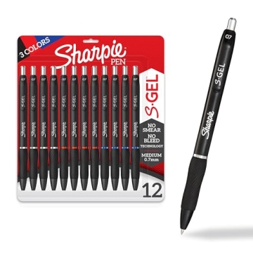 Sharpie S-Gel Pens 12 Pack - Smear-Proof, Vibrant Colors for Effortless Writing