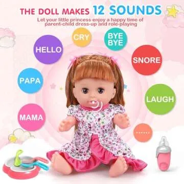 Baby Doll Toys Set, 14" Doll Toys, 25Pcs Doll Care Toy Playset, Toddlers Toy Doll Set Incl Cradle Crib, High Chair, Milk Bottle, Pacifier, Diaper, Baby Toy Gift for Age 3 4 5 6+ Years Old Girls Boys