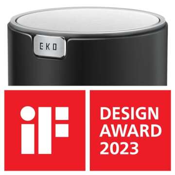 EKO Mini Desk Trash Can with Swing-Top Lid for Any Space