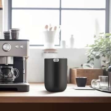 EKO Mini Desk Trash Can with Swing-Top Lid for Any Space