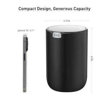 EKO Mini Desk Trash Can with Swing-Top Lid for Any Space