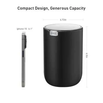 EKO Mini Desk Trash Can with Swing-Top Lid for Any Space